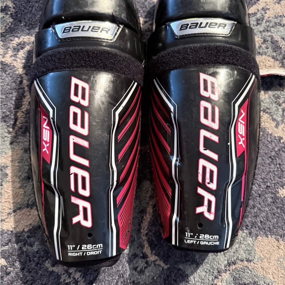 Bauer NSX Black and Red Shin Guards